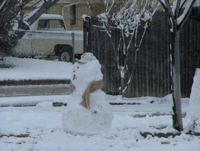 Snowman across the street