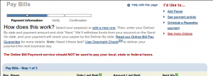 Screen grab from Chase online bill payment service